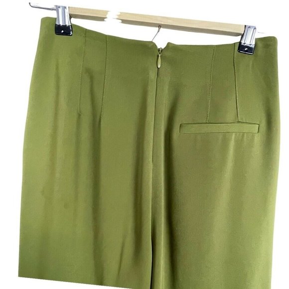 Topshop Palazzo Wide Leg Cropped Green High Waist Pants Size 0 - Picture 6 of 9
